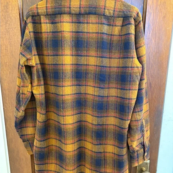 Vintage Kmart Wool Flannel Blue & Burnt Orange - Picture 5 of 7
